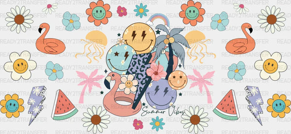 Summer Vibes Lightning Bolt - Summer Cup Wrap UV Sticker Permanent UV DTF Decal