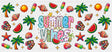 Summer Vibes Palm Trees - Summer Cup Wrap UV Sticker Permanent UV DTF Decal