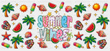 Summer Vibes Palm Trees - Summer Cup Wrap UV Sticker Permanent UV DTF Decal