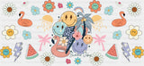 Summer Vibes Smileys & Lightning Bolt - Summer Cup Wrap UV Sticker Permanent UV DTF Decal