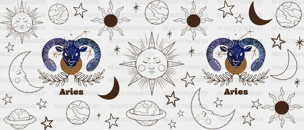 Sun And Moon Aries Sign - Zodiac Cup Wrap UV Sticker Permanent UV DTF Decal
