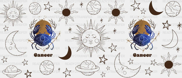 Sun And Moon Cancer Sign - Zodiac Cup Wrap UV Sticker Permanent UV DTF Decal