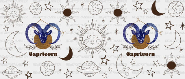 Sun And Moon Capricorn Sign - Zodiac Cup Wrap Uv Sticker Permanent Dtf Decal