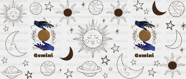 Sun And Moon Gemini Sign - Zodiac Cup Wrap UV Sticker Permanent UV DTF Decal