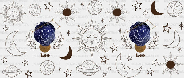 Sun And Moon Leo Sign - Zodiac Cup Wrap UV Sticker Permanent UV DTF Decal