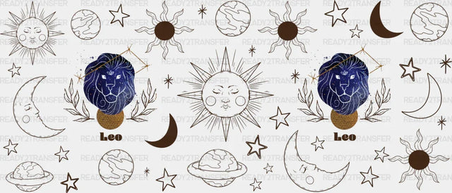 Sun And Moon Leo Sign - Zodiac Cup Wrap Uv Sticker Permanent Dtf Decal