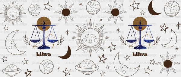 Sun And Moon Libra Sign - Zodiac Cup Wrap UV Sticker Permanent UV DTF Decal
