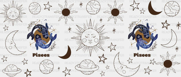 Sun And Moon Pisces Sign - Zodiac Cup Wrap UV Sticker Permanent UV DTF Decal