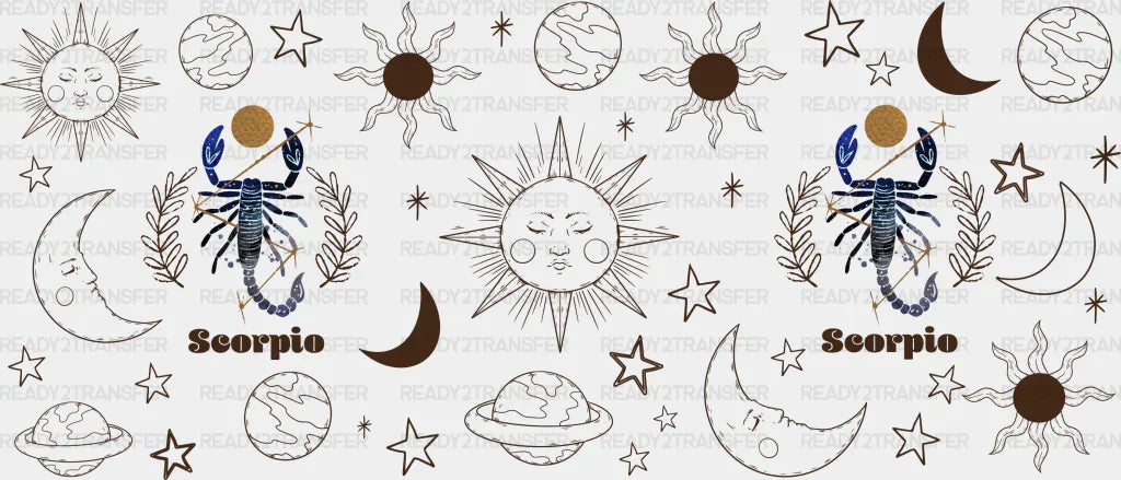 Sun And Moon Scorpio Sign - Zodiac Cup Wrap Uv Sticker Permanent Dtf Decal