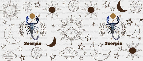 Sun And Moon Scorpio Sign - Zodiac Cup Wrap UV Sticker Permanent UV DTF Decal