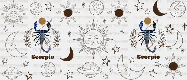 Sun And Moon Scorpio Sign - Zodiac Cup Wrap Uv Sticker Permanent Dtf Decal