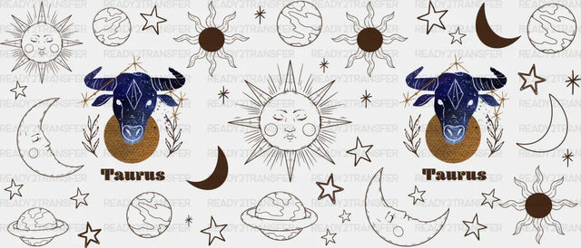 Sun And Moon Taurus Sign - Zodiac Cup Wrap Uv Sticker Permanent Dtf Decal