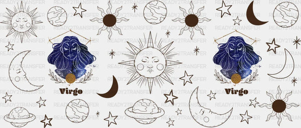 Sun And Moon Virgo Sign - Zodiac Cup Wrap UV Sticker Permanent UV DTF Decal
