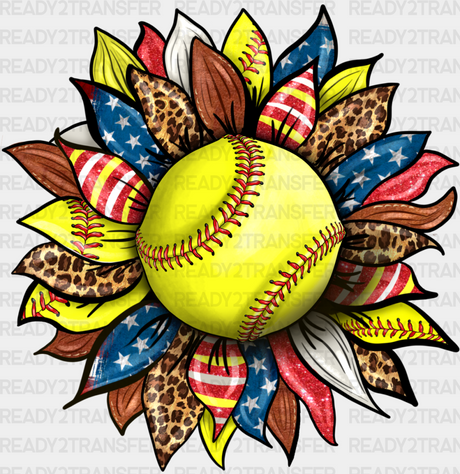 Sunflower Design - Softball Dtf Heat Transfer