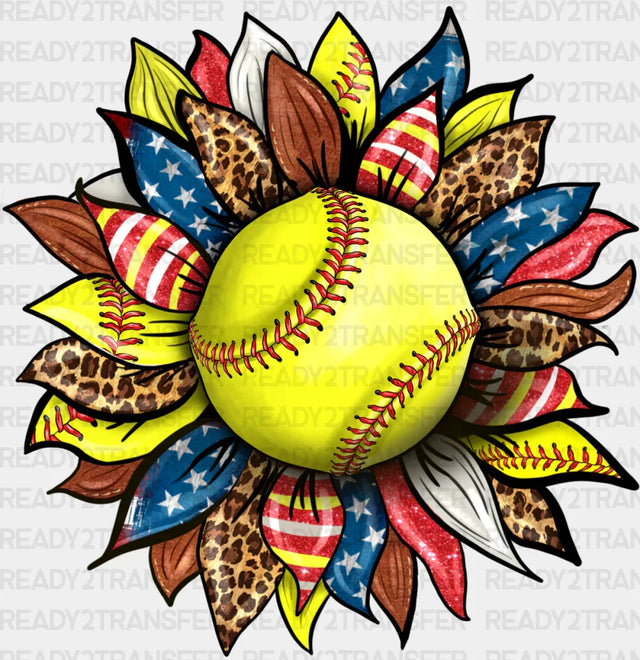 Sunflower Design - Softball Dtf Heat Transfer