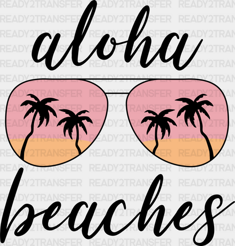 Sunglasses Aloha Beaches Summer Dtf Transfer Adult Unisex - S & M (10’) / Black