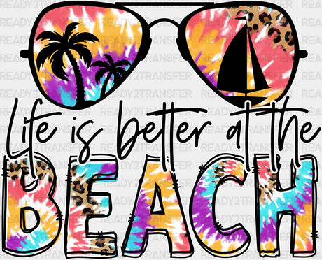 Sunglasses Life Is Better At The Beach Summer Dtf Transfer Adult Unisex - S & M (10’) / White