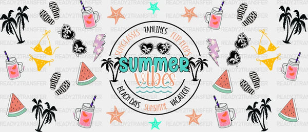 Sunglasses Tanlines Flip Flops - Summer Cup Wrap UV Sticker Permanent UV DTF Decal