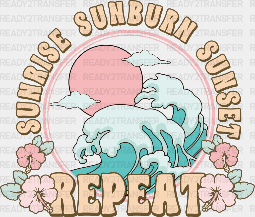 Sunrise Sunburn Repeat Design - Summer Dtf Heat Transfer