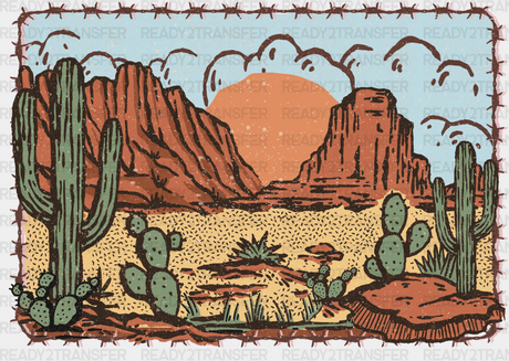 Suns Cactus Design - Western Dtf Transfers