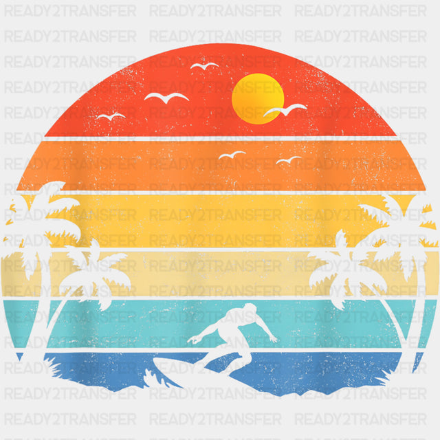Sunset Circular Design - Surfing DTF Transfers ready2transfer
