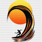 Sunset Surfing - Surfing DTF Transfers ready2transfer Dark Color Design (See Imaging)