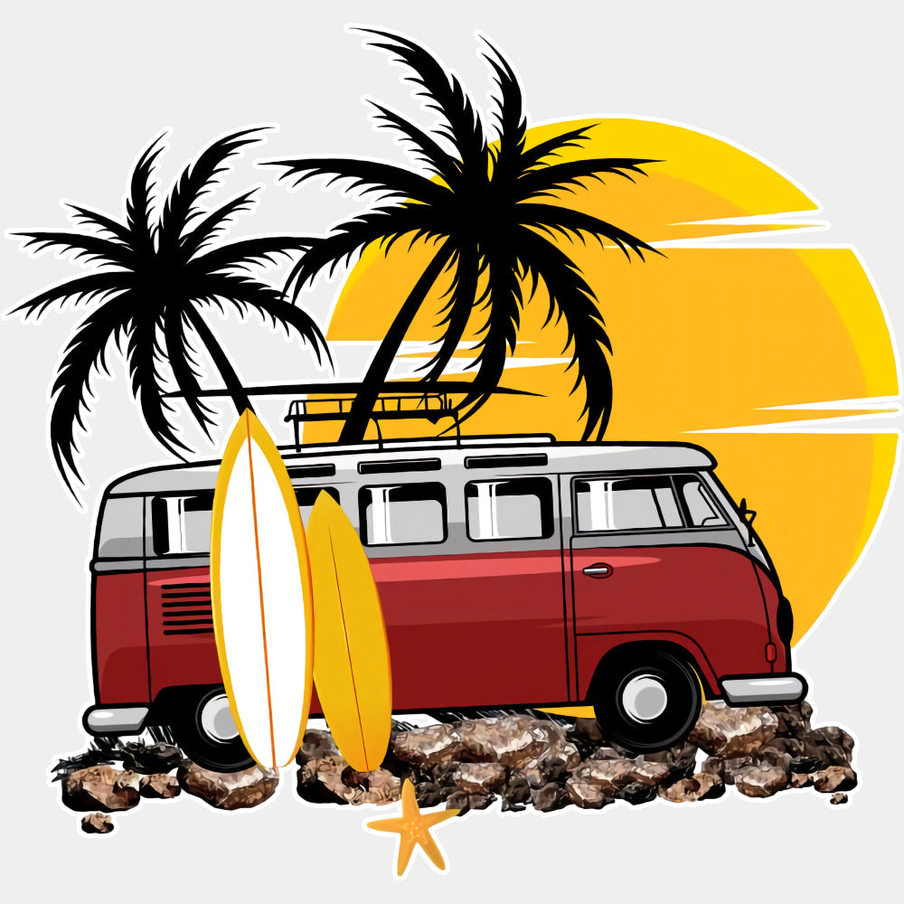 Sunset Van - Surfing DTF Transfers ready2transfer Light Color Design (See Imaging)