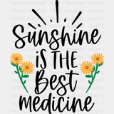 Sunshine Is The Best Medicine - Spring DTF Transfer Adult Unisex - S & M (10’’) / Dark Color Design (See Imaging)