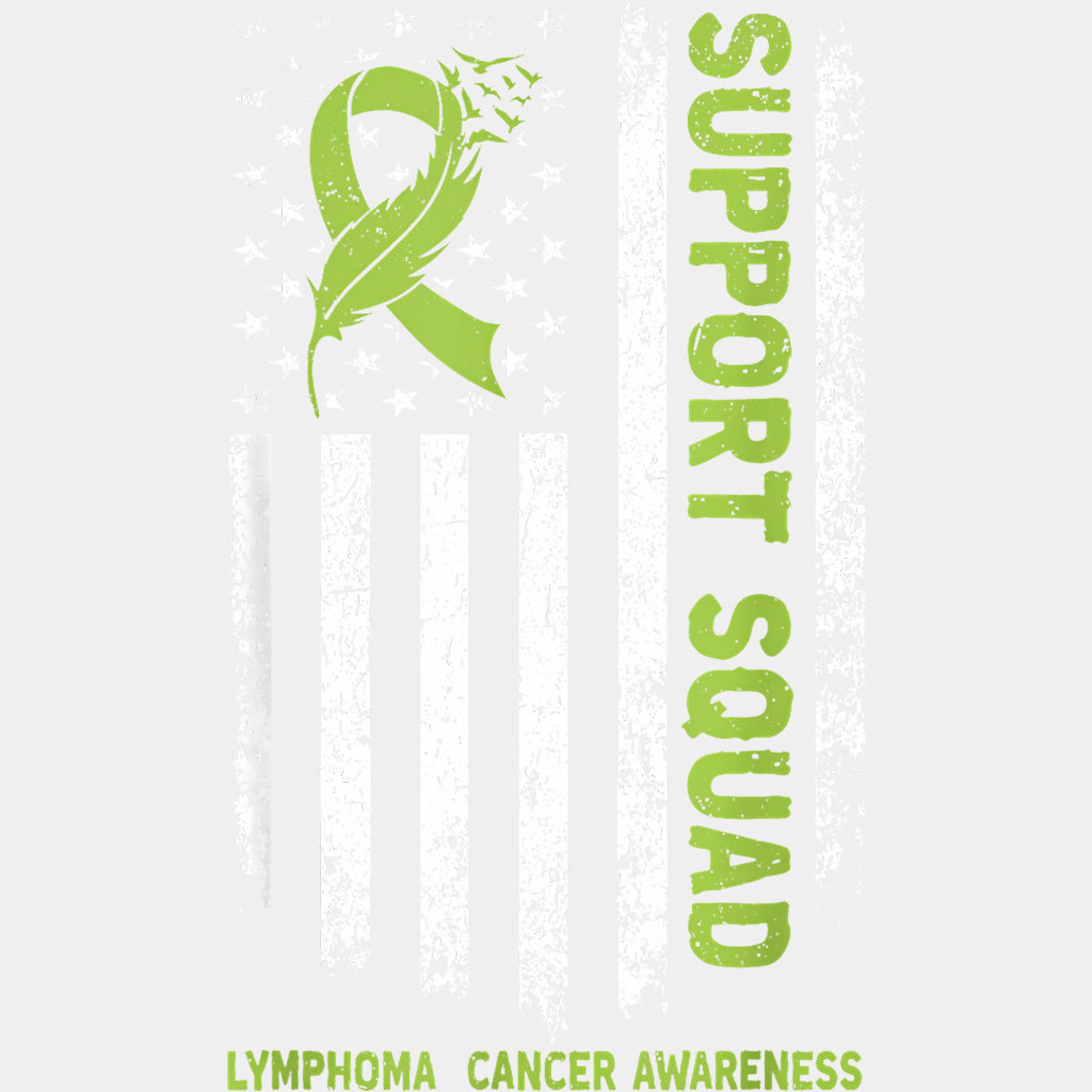 Support Squad B&W USA Flag - Lymphoma DTF Transfers Adult Unisex - S & M (10’’) / Light Color Design (See Imaging)