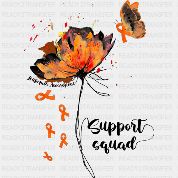 Support Squad, Flower, Ribbon & Butterfly - Leukemia DTF Transfers