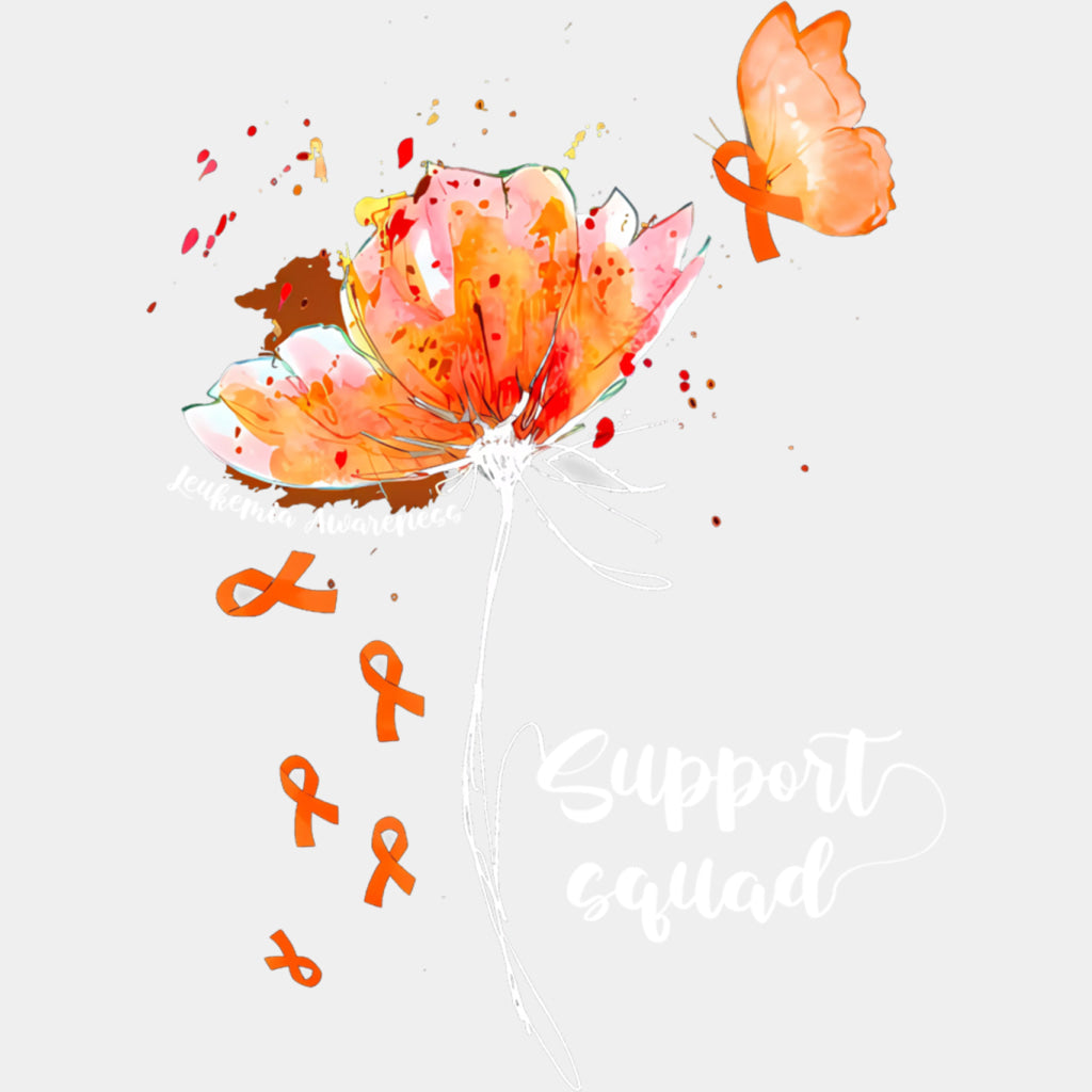 Support Squad, Flower, Ribbon & Butterfly - Leukemia DTF Transfers ready2transfer Light Color Design (See Imaging)