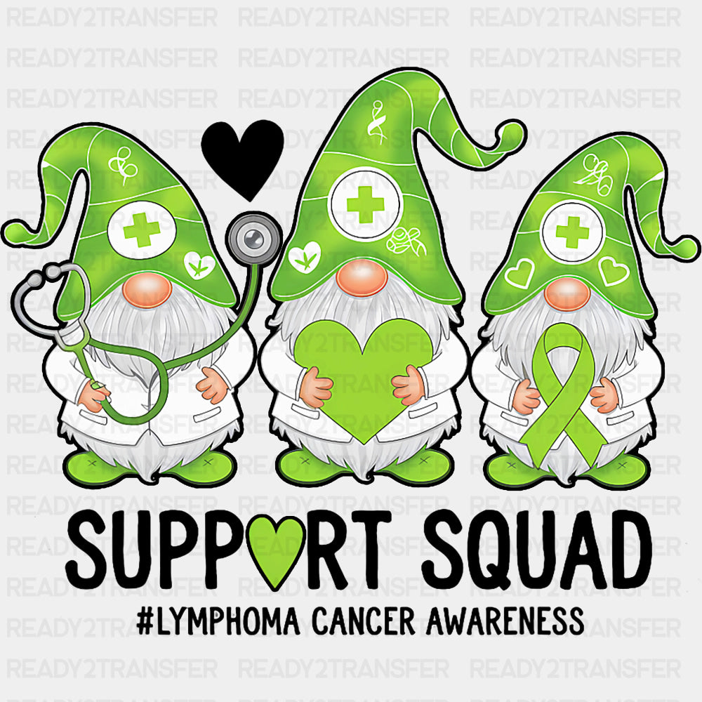 Support Squad, Green Gnomes - Lymphoma DTF Transfers ready2transfer Dark Color Design (See Imaging)