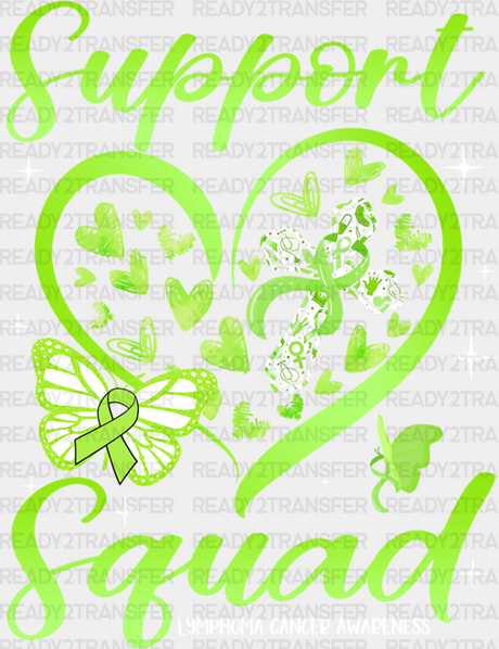 Support Squad Heart Design - Lymphoma Dtf Heat Transfer Adult Unisex S & M (10’’) / Light Color