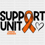 Support Unit, B&W - Leukemia DTF Transfers ready2transfer Dark Color Design (See Imaging)