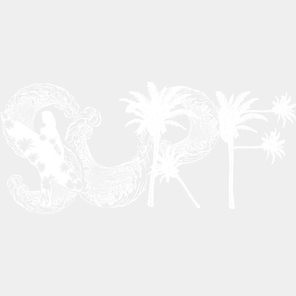 Surf, Wave & Palm Trees - Surfing DTF Transfers ready2transfer Light Color Design (See Imaging)