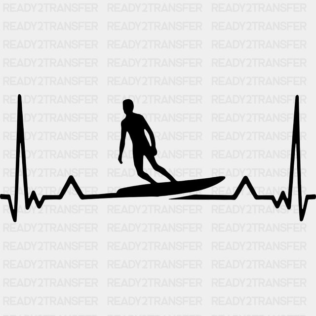 Surfing, ECG Line - Surfing DTF Transfers ready2transfer Dark Color Design (See Imaging)