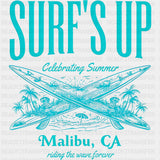 Surf's Up, Celebrating Summer, Malibu - Surfing DTF Transfers ready2transfer