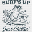 Surf's Up Just Chilling, Beaver - Surfing DTF Transfers ready2transfer Dark Color Design (See Imaging)