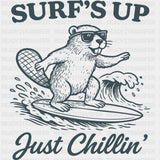 Surf's Up Just Chilling, Beaver - Surfing DTF Transfers ready2transfer Dark Color Design (See Imaging)