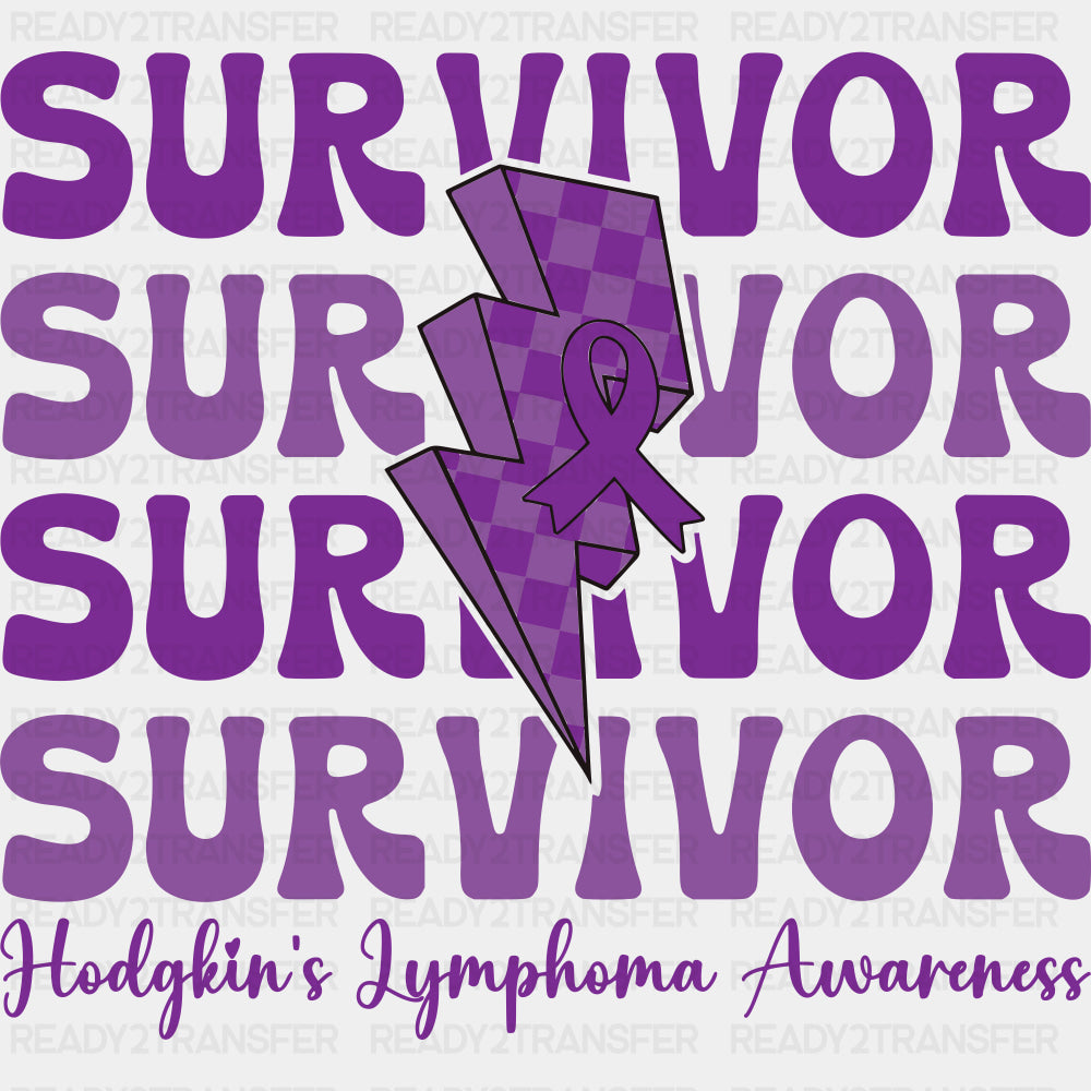 Survivor, Purple Lightning Bolt - Lymphoma DTF Transfers ready2transfer
