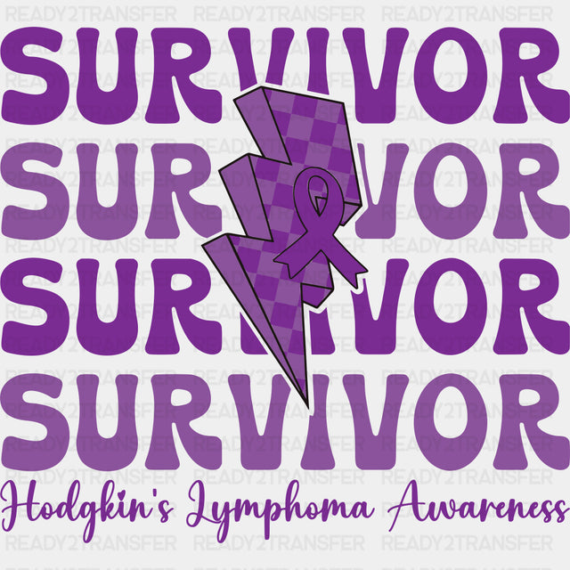 Survivor, Purple Lightning Bolt - Lymphoma DTF Transfers ready2transfer