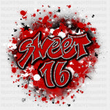 Sweet 16 Red & White - Sweet 16 DTF Transfers ready2transfer