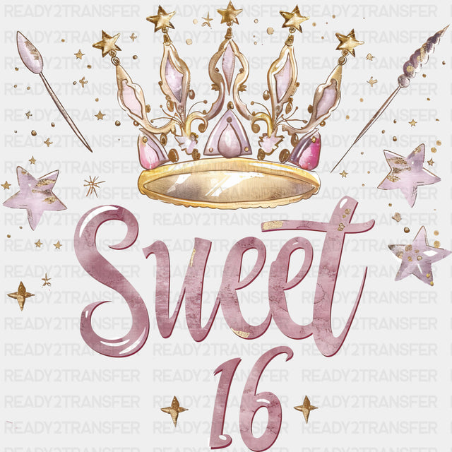 Sweet 16 Stars & Crown - Sweet 16 DTF Transfers ready2transfer