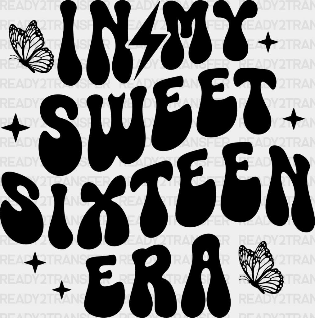 Sweet Sixteen Era - 16 Dtf Heat Transfer Adult Unisex S & M (10’’) / Dark Color Design (See Imaging)