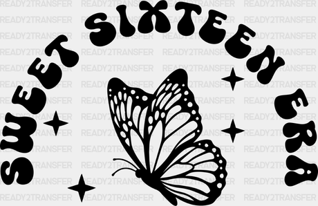 Sweet Sixteen Era Butterfly - 16 Dtf Heat Transfer Adult Unisex S & M (10’’) / Dark Color