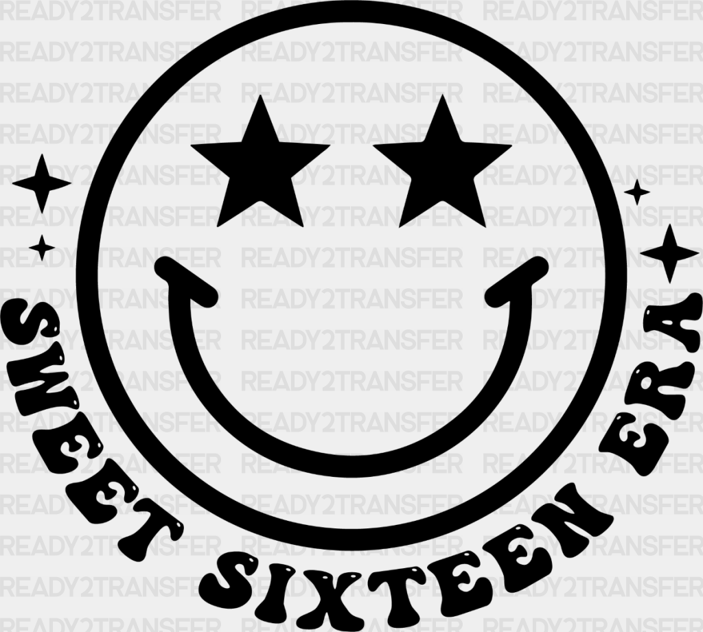 Sweet Sixteen Era Smiley - 16 Dtf Heat Transfer Adult Unisex S & M (10’’) / Dark Color Design