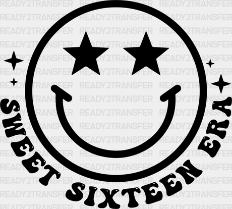 Sweet Sixteen Era Smiley - 16 Dtf Heat Transfer Adult Unisex S & M (10’’) / Dark Color Design