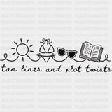 Tan Lines And Plot Twists - Reading DTF Transfers - Adult Unisex - S & M (10’’) / Dark Color Design (See Imaging)