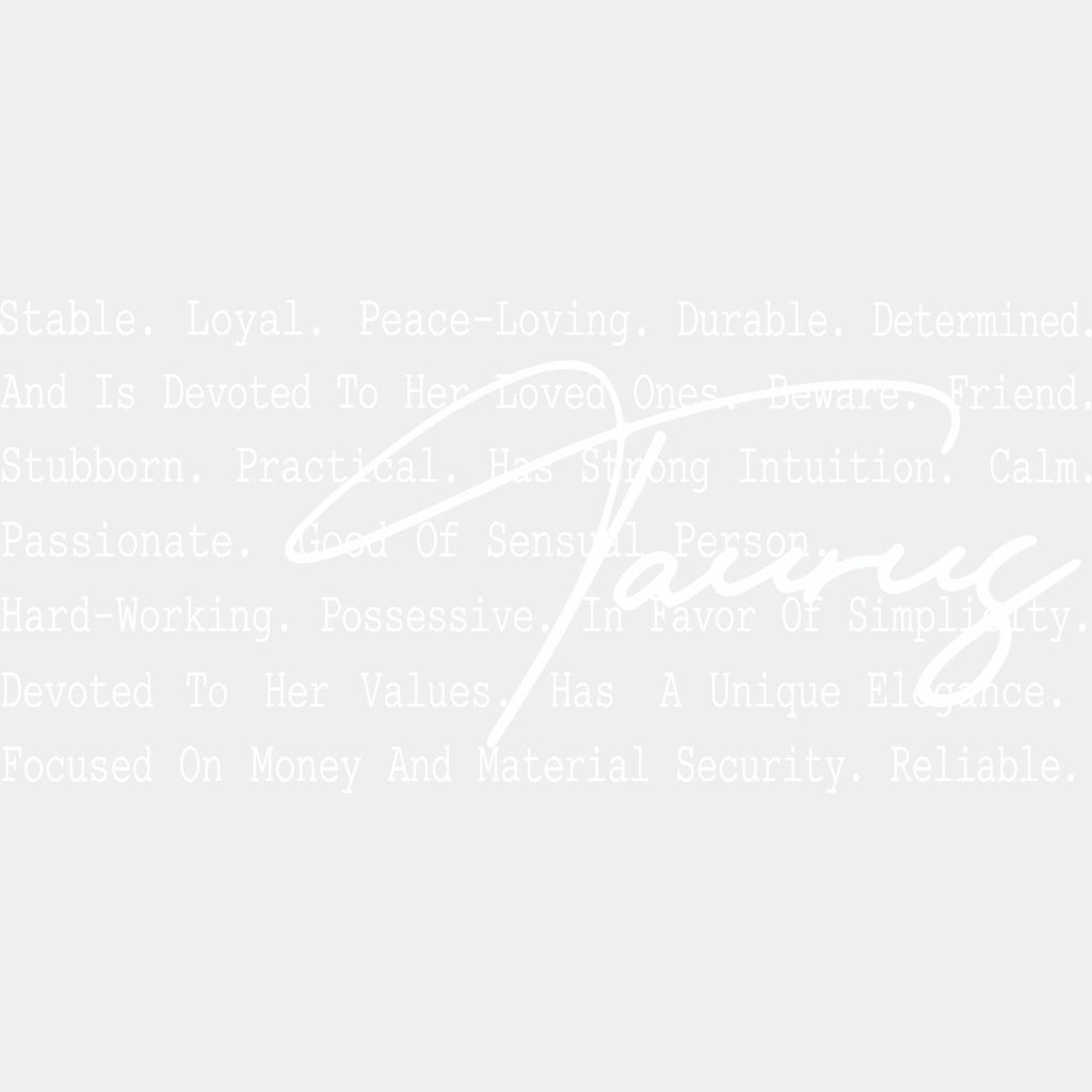 Taurus B&W - Zodiacs & Horoscopes DTF Transfers - Adult Unisex - S & M (10’’) / Light Color Design (See Imaging)