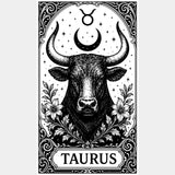 Taurus Tarot Card - Zodiacs & Horoscopes DTF Transfers - Adult Unisex - S & M (10’’) / Light Color Design (See Imaging)